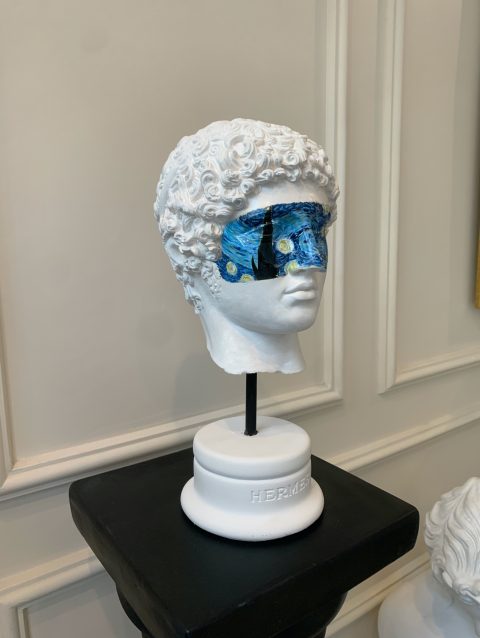 Van Gogh Yıldızlı Geceler Temalı Hermes Büst Heykel