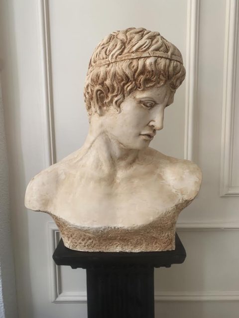 Antik Patinalı Sporcu Hermes Büst Heykel